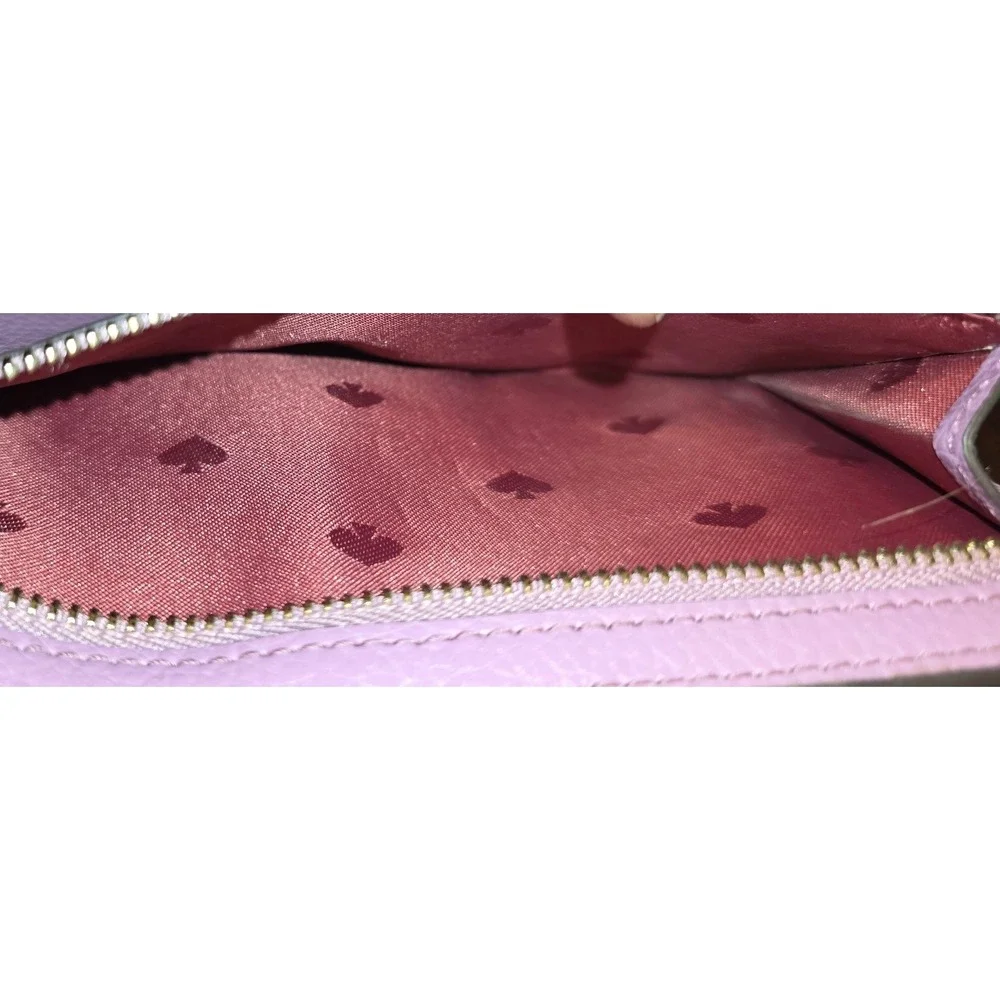 Wallet Kate Spade Pebbled Leather Slim Bifold Womens Orchid Pink